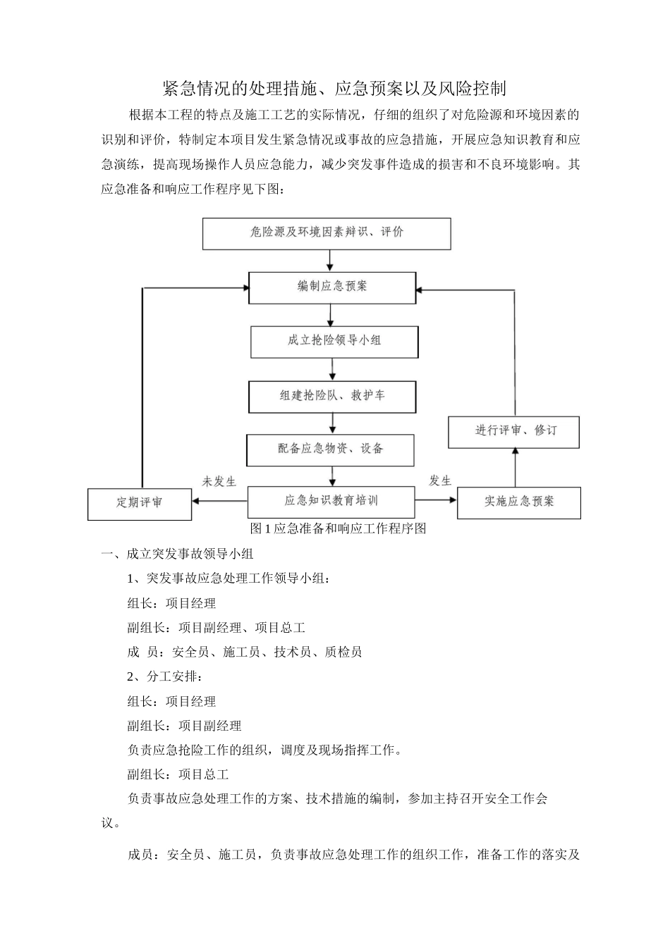 紧急情况的处理措施、应急预案以及风险控制_第1页