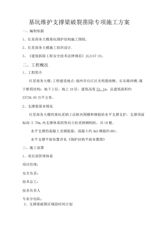 红星商务大楼支撑梁破碎凿除专项施工方案