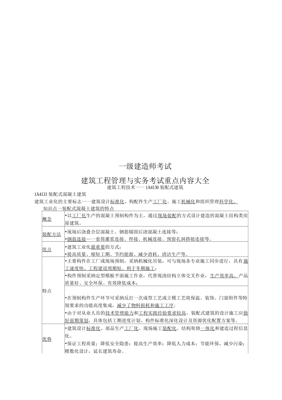 级建造师考试建筑工程管理与实务考试重点内容1301改_第1页