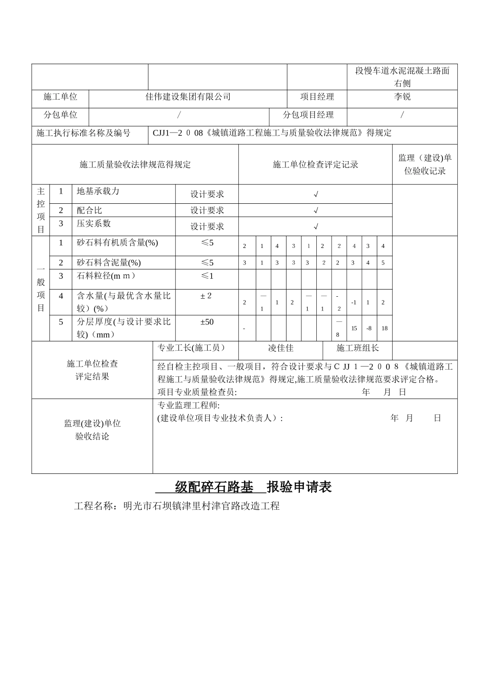 级配碎石垫层工程检验批质量验收记录表_第2页