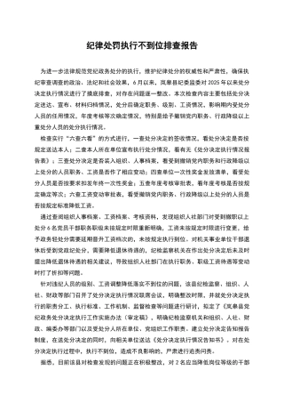 纪律处罚执行不到位排查报告