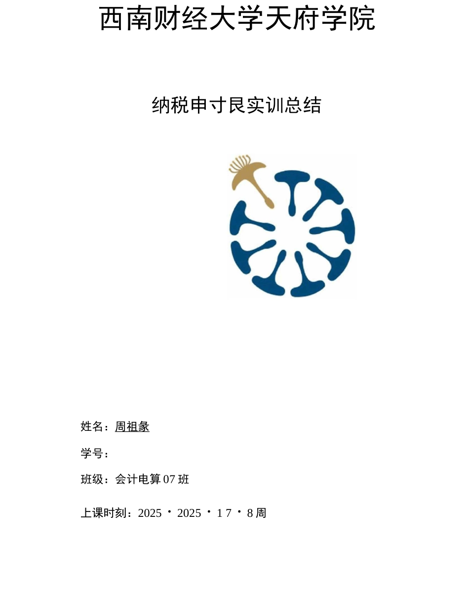 纳税申报实训总结_第1页