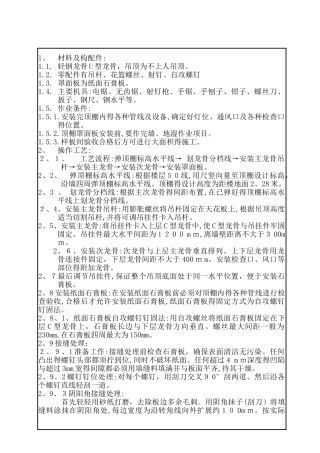 纸面石膏板吊顶技术交底