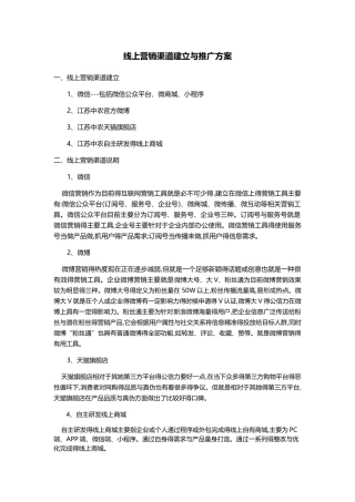 线上营销渠道建立方案