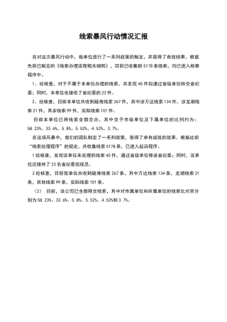 线索暴风行动情况汇报