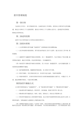 组织系统晋升管理制度