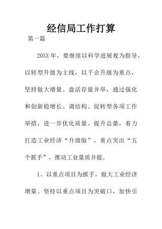 经信局工作打算