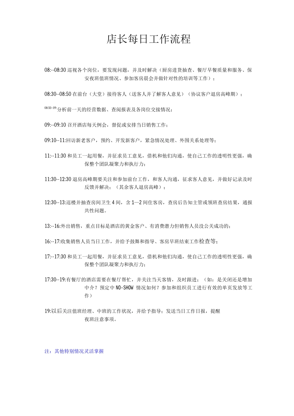 经济型酒店店长工作流程_第1页