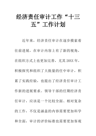 经济责任审计工作“十三五”工作计划