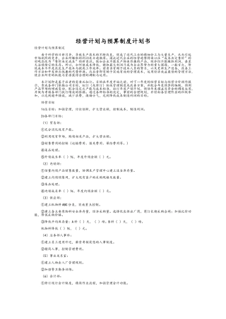 经营计划与预算制度计划书