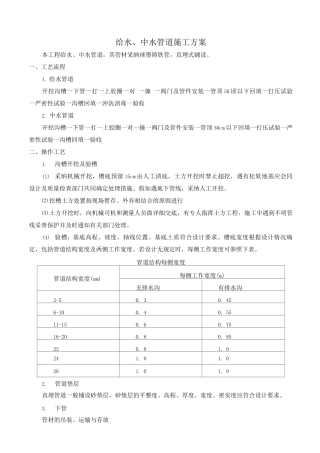给水、中水管道施工方案