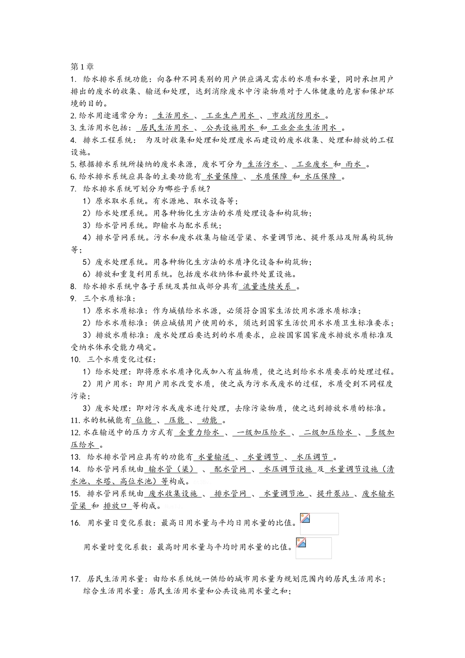 给水排水管网系统 第三版 知识总结_第1页