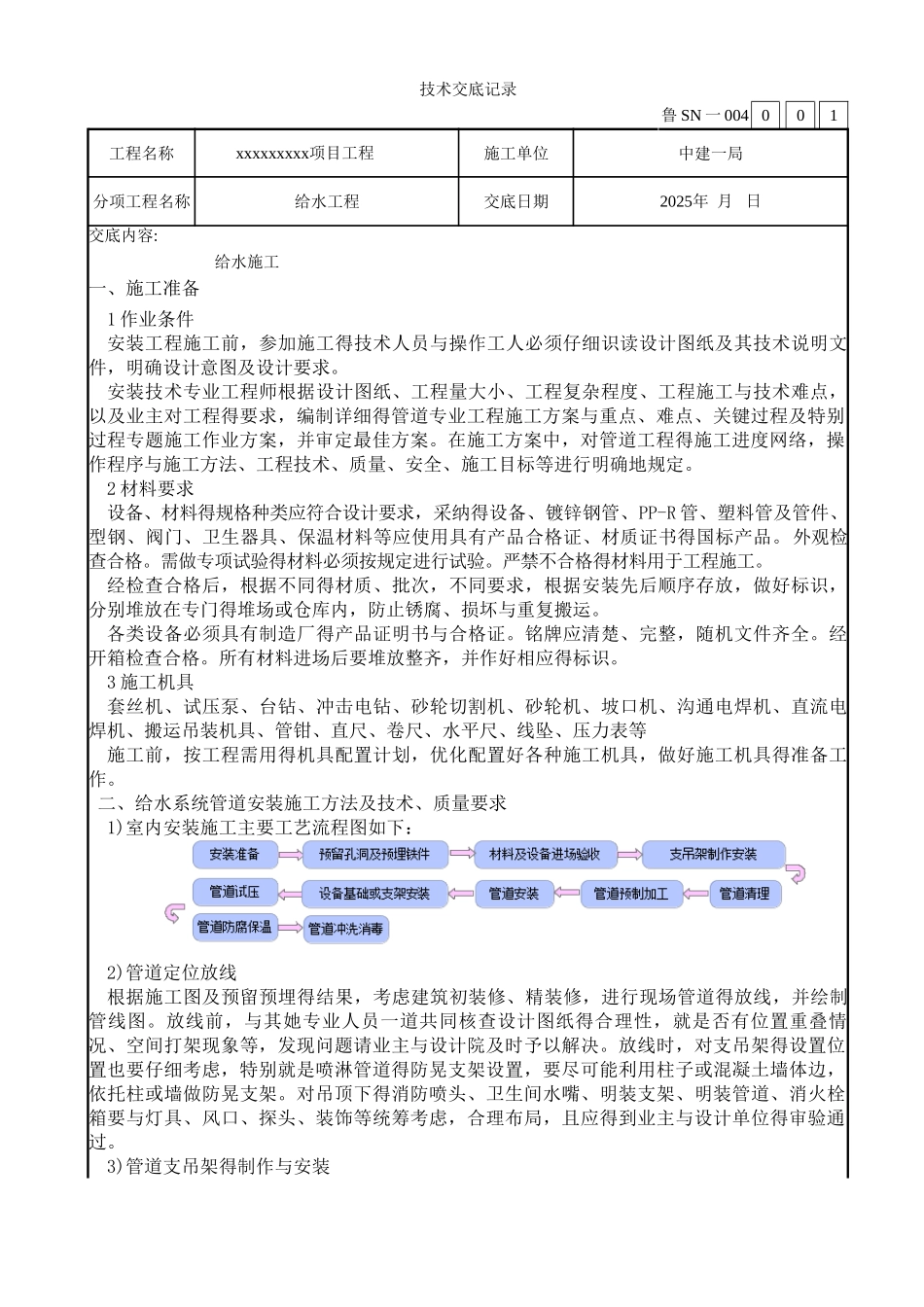 给水施工技术交底_第1页