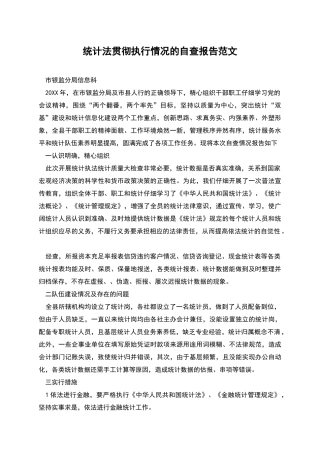统计法贯彻执行情况的自查报告范文