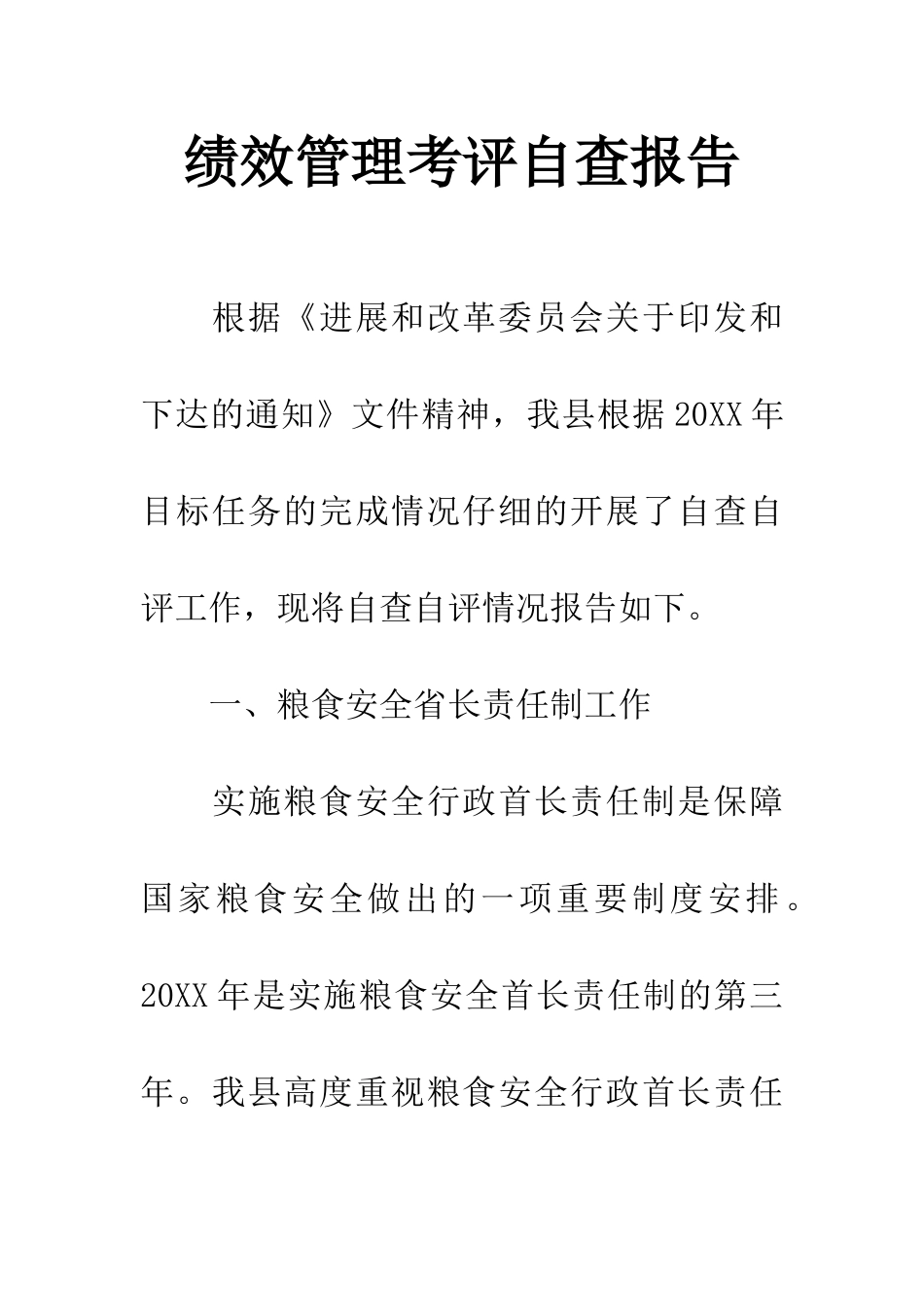 绩效管理考评自查报告_第1页