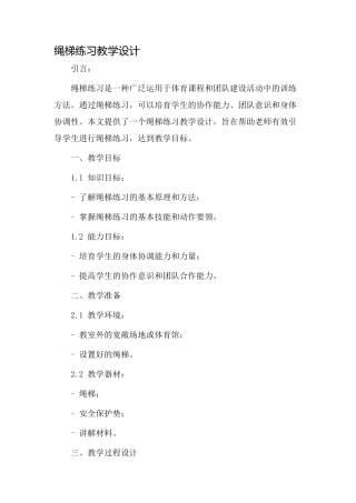 绳梯练习教学设计