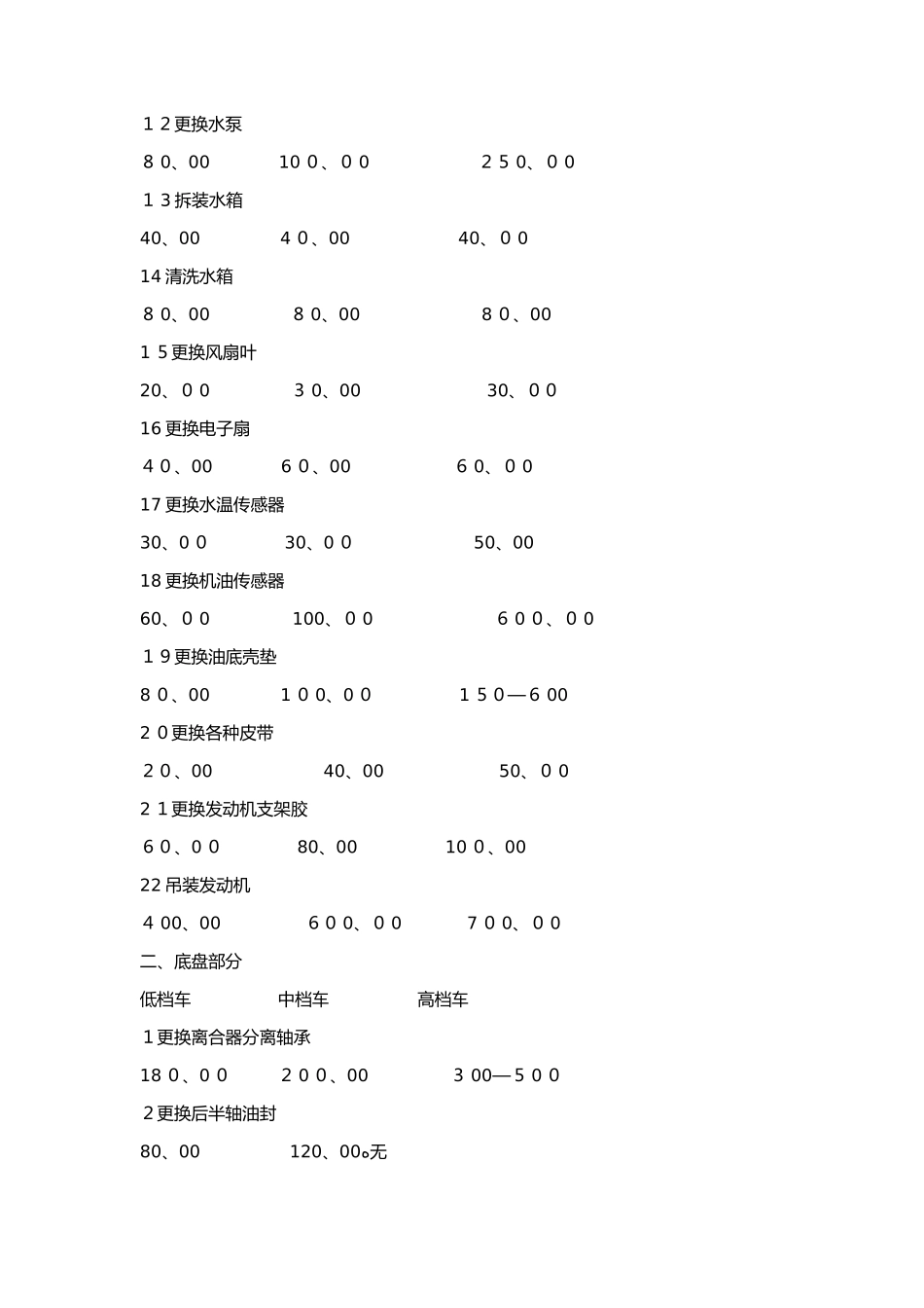 维修工时价格表_第2页