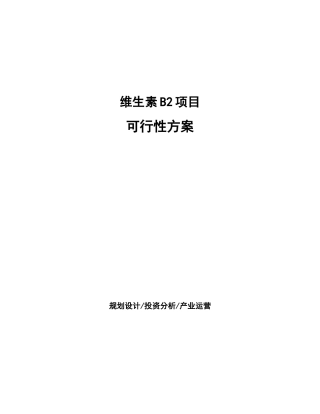 维生素B2项目可行性方案