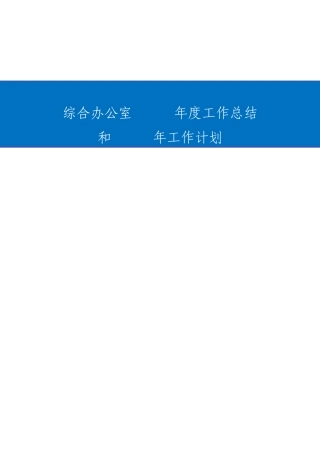 综合办公室工作总结及工作计划
