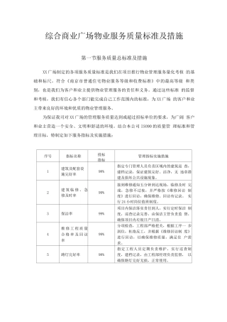 综合商业广场物业服务质量标准及措施