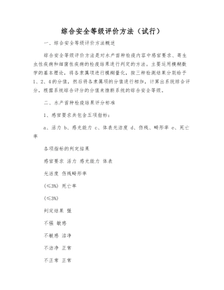 综合安全等级评价方法