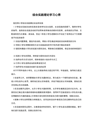 综合实践理论学习心得