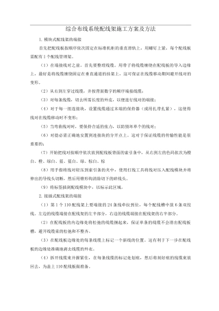 综合布线系统配线架施工方案及方法