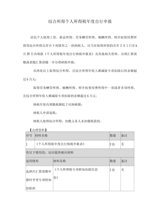综合所得个人所得税年度自行申报
