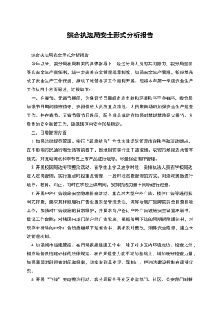 综合执法局安全形式分析报告