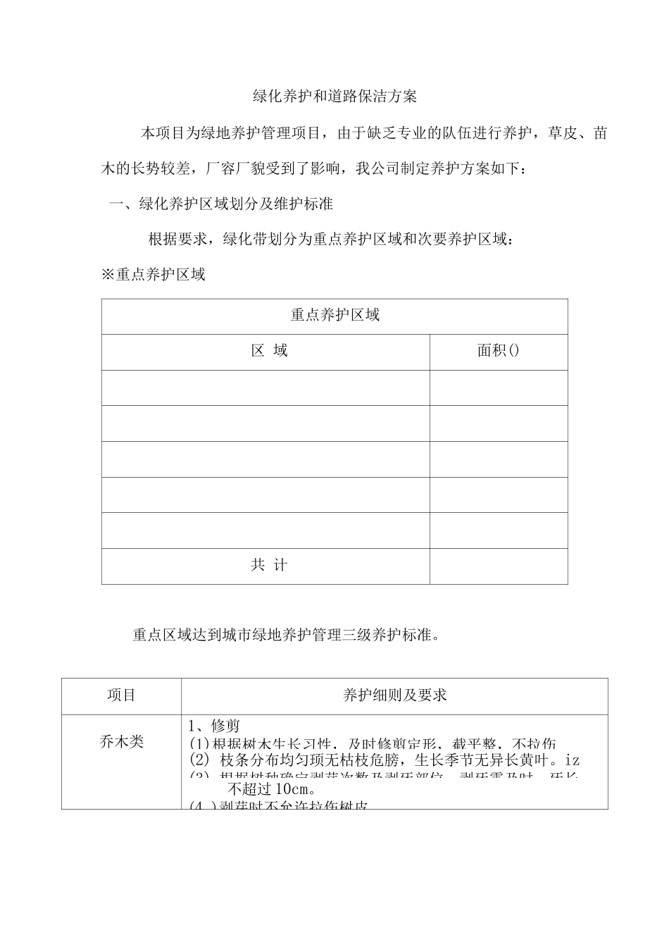 绿化养护和道路保洁方案_第1页