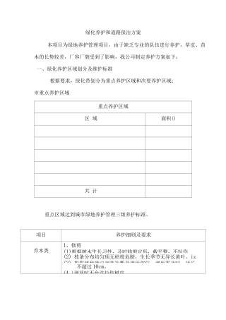 绿化养护和道路保洁方案