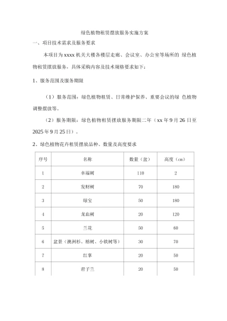 绿色植物租赁摆放服务实施方案