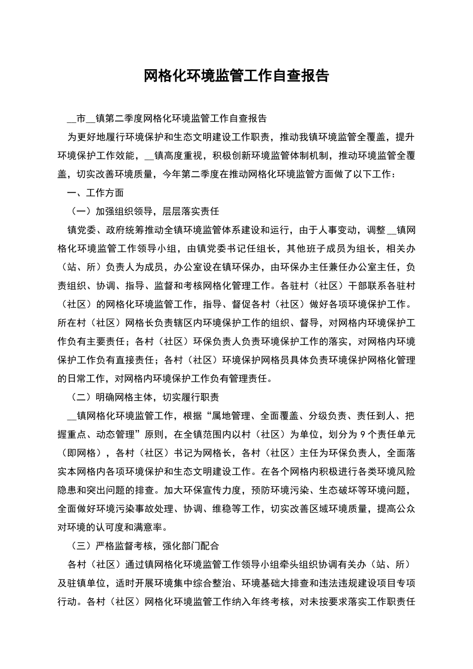 网格化环境监管工作自查报告_第1页