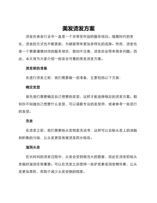 美发烫发方案