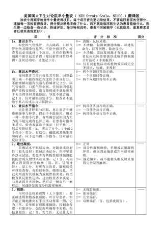 美国国立卫生研究院卒中量表翻译版