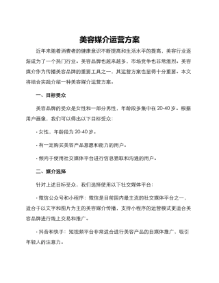 美容媒介运营方案