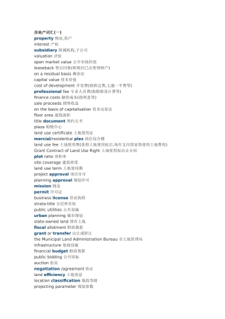 翻译词汇房地产常用词汇