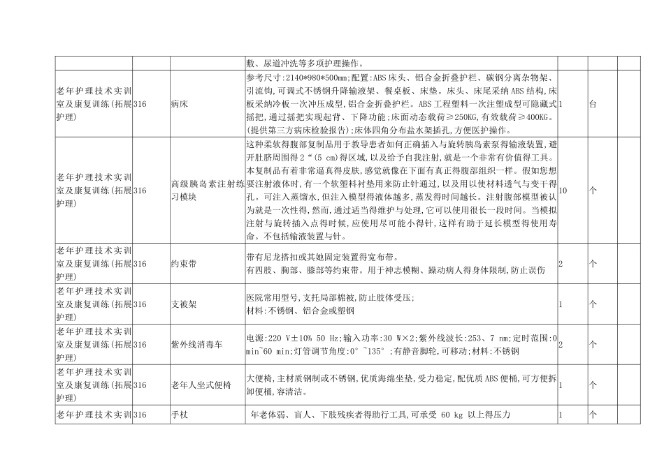 老年护理技术实训室及康复训练实训中心仪器设备购置项目_第2页