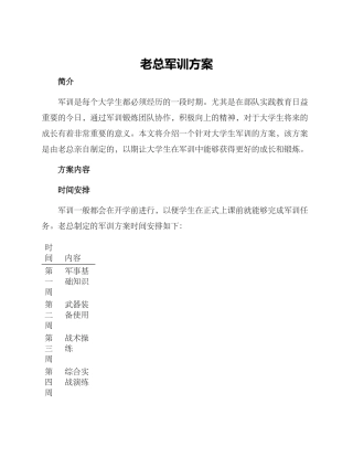 老总军训方案