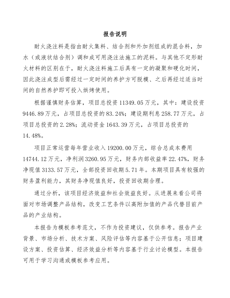 耐火浇注料项目可行性研究报告_第2页