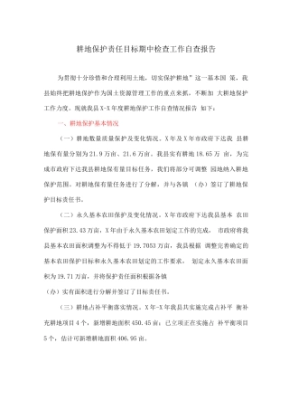 耕地保护责任目标期中检查工作自查报告