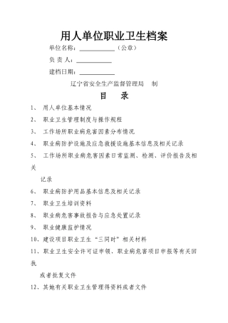 职业卫生档案范例