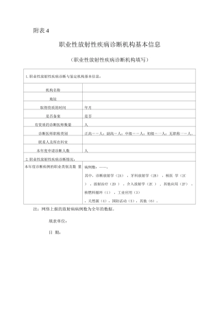 职业性放射性疾病诊断机构基本信息