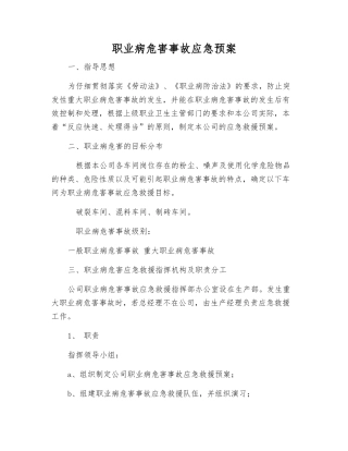 职业病危害事故应急预案