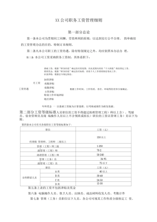 职务工资管理细则