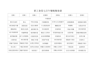 职工食堂七日午餐晚餐食谱