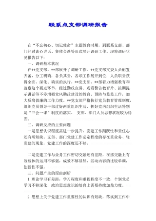 联系点支部调研报告