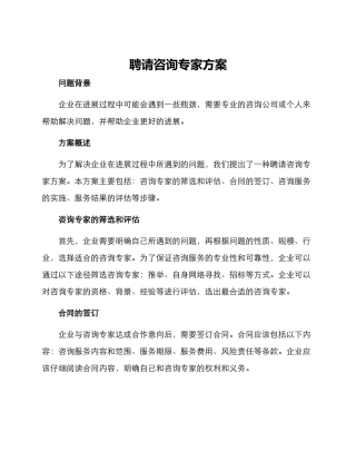 聘请咨询专家方案