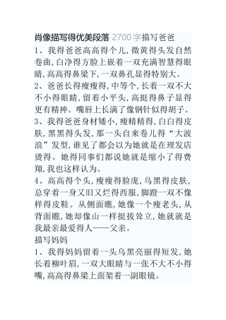 肖像描写的优美段落