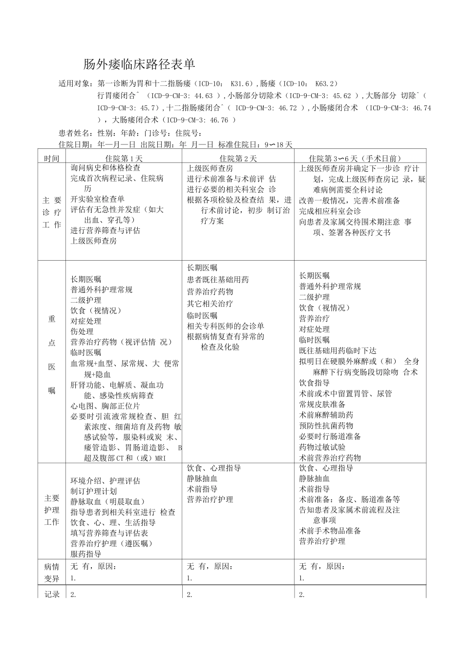 肠外瘘临床路径表单_第1页